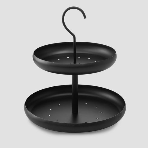 Hanging Metal 2-Tier Bird Feeder, Black